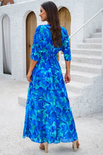 Devine Printed Tied Half Sleeve Slit Dress Woman Maxi Dress