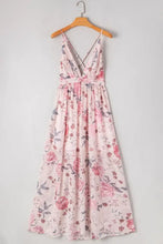 Floral Pleated Deep V Backless Maxi Dress Woman Maxi Dress