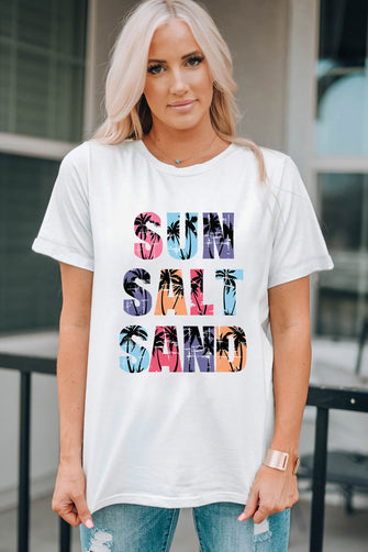 Letter Graphic Round Neck Tee White