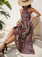 Butterfly Leopard Grecian Neck Maxi Dress