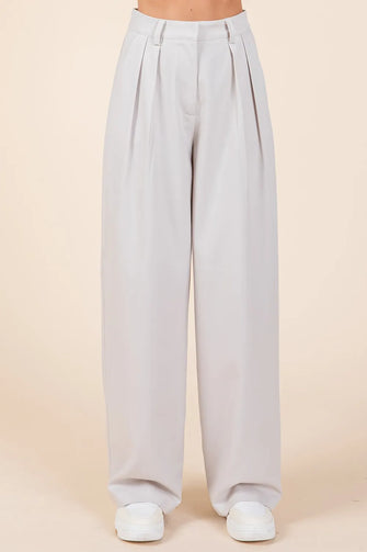 Mittoshop Pintuck Detail High Rise Pants Light Gray