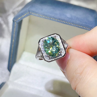 3 Carat Moissanite Engagement Square Ring Gum Leaf