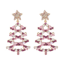 Christmas Tree Rhinestone Alloy Earrings Lilac One Size