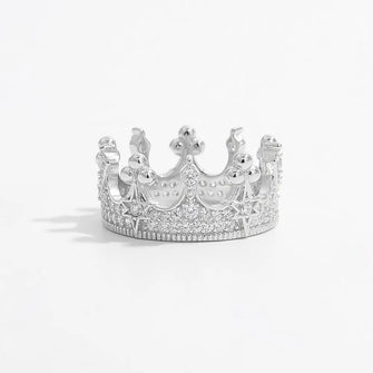 Crown Shape Zircon 925 Sterling Silver Ring Silver