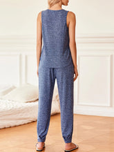 Ribbed Knit V-Neck Tank and Pants Lounge Set