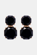 Geometrical Shape Zinc Alloy Frame Dangle Earrings Black One Size