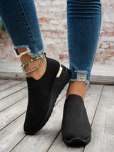 Round Toe Wedge Sneakers Black Woman Sneakers