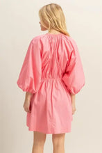 HYFVE Plunge Balloon Sleeve Poplin Mini Dress with Pockets Casual Dresses
