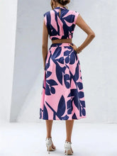 Cutout Printed Cap Sleeve Midi Dress Casual Dresses