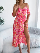 Printed Cold Shoulder Midi Cami Dress Casual Dresses