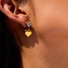 18K Gold-Plated Inlaid Zircon Heart Drop Earrings Gold One Size