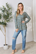 Heimish Full Size Floral Half Button Long Sleeve Blouse Woman Blouses