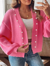 Open Front Drop Shoulder Cardigan Deep Rose