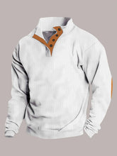 Men's Full Size Button Detail Long Sleeve Sweatshirt Plus Size White