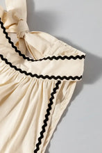 Stripe Ric Rac Trim Sleeveless Mini Dress Woman Casual Dress