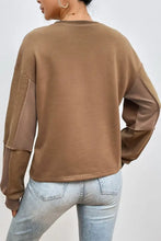 Exposed Seam Round Neck Long Sleeve Sweatshirt Woman Sweatshirts