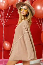 BiBi V-Neck Waffle Uneven Hem Top Woman Blouses