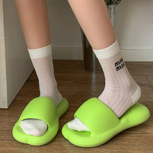 Open Toe Platform Slippers Green Woman Slippers