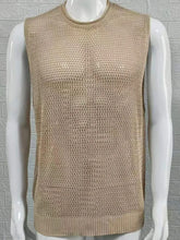 Men's Openwork Round Neck Sleeveless Knit Top