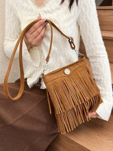 Fringe Adjustable Strap Crossbody Bag Caramel One Size Shoulder Bags