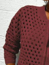 Full Size Openwork Zip Up Long Sleeve Cardigan Plus Size Cardigans
