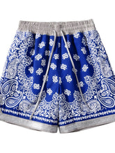 Men's Drawstring Printed Shorts with Pockets Royal Blue