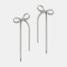 Stainless Steel Bow Bar Earrings Silver One Size