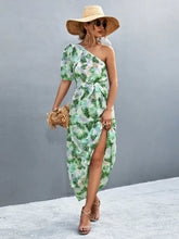 Printed Tie Waist One Shoulder Maxi Dress Woman Maxi Dress
