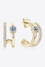 Moissanite 925 Sterling Silver C-Hoop Earrings Gold One Size