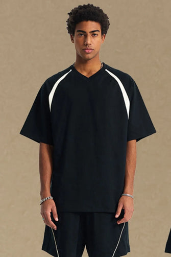 Men's Contrast Half Sleeve T-Shirt Black