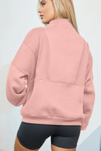 Half Zip Drop Shoulder Long Sleeve Sweatshirt