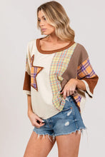 SAGE + FIG Full Size Round Neck Plaid Star Patch T-Shirt Plus Size