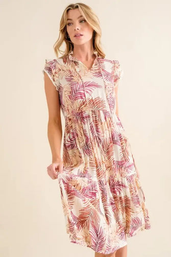 And The Why Boho Printed Tiered Dress Cream Casual Dresses