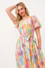 Lime 'N' Chili Watercolor Print Tie Front Midi Dress Casual Dresses