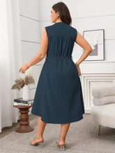 Plus Size Button Front Tie Waist Sleeveless Dress Casual Dresses