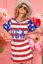 BiBi American Flag Theme Usa Print Sequin Dress Casual Dresses