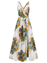 Slit Tied Printed Surplice Dress Woman Maxi Dress