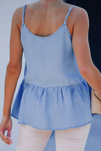 Ruffled Spaghetti Straps Denim Tank Top Woman Denim Tops