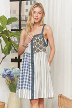ADORA Patchwork Button Front Mini Dress