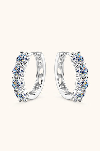2.4 Carat Moissanite Huggie Earrings Silver One Size