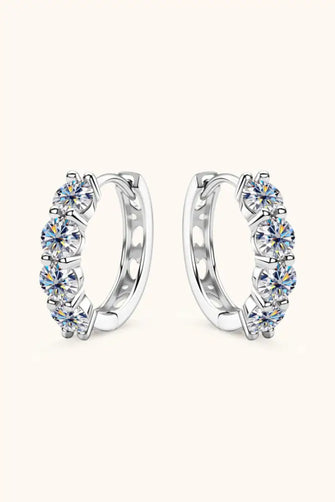 2.4 Carat Moissanite Huggie Earrings Silver One Size Earrings