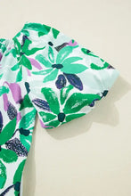 Floral Print Shirred Square Neck Loose Fit Mini Dress Casual Dresses