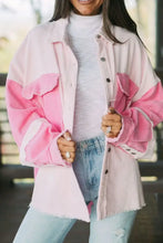 Two-tone Color Exposed Seam Corduroy Shacket Woman Outerwear