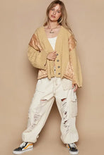 POL Quilting Patch Button Up Cable Knit Jacket Woman Outerwear