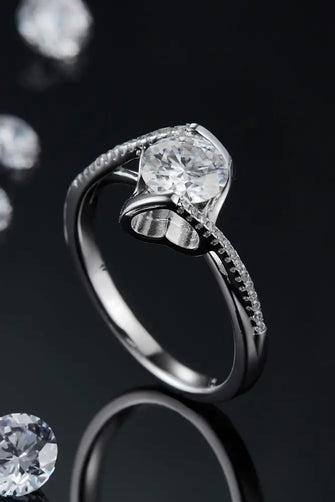 1 Carat Moissanite 925 Sterling Silver Twisted Ring Silver Rings