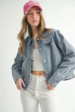 MABLE Scallop Peter Pan Collar Denim Jacket Woman Outerwear