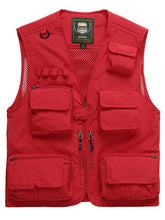 Men's Full Size Mesh Zip Up Vest Plus Size Deep Red