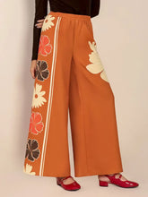Printed Elastic Waist Wide Leg Pants Woman Pants