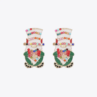 Rhinestone Alloy Santa Earrings Multicolor One Size Earrings
