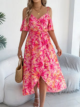 Printed Cold Shoulder Midi Cami Dress Casual Dresses